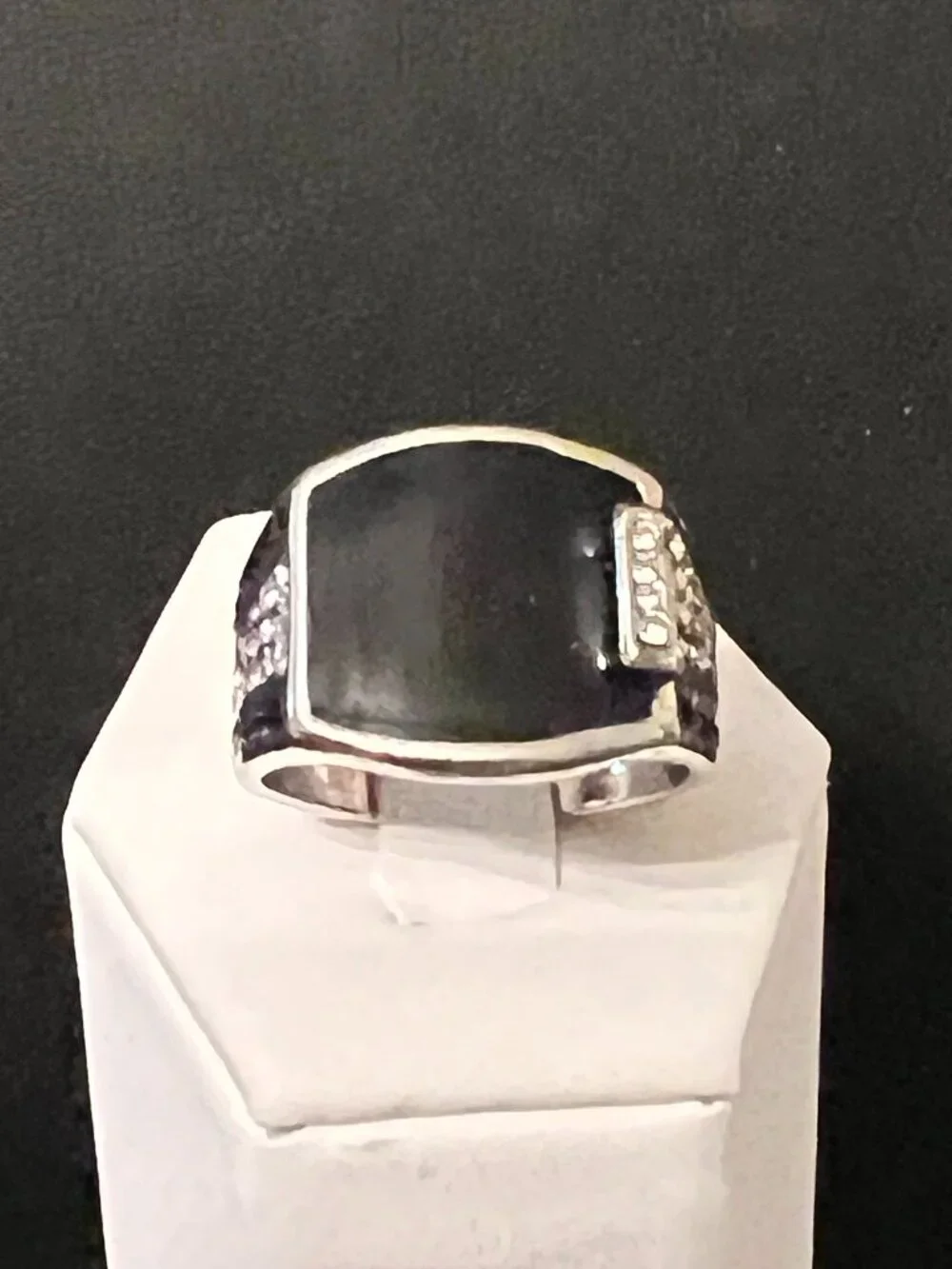 Men's Black Enamel & Rhinestones Ring Size 10, 11.5, 12.5 (418)